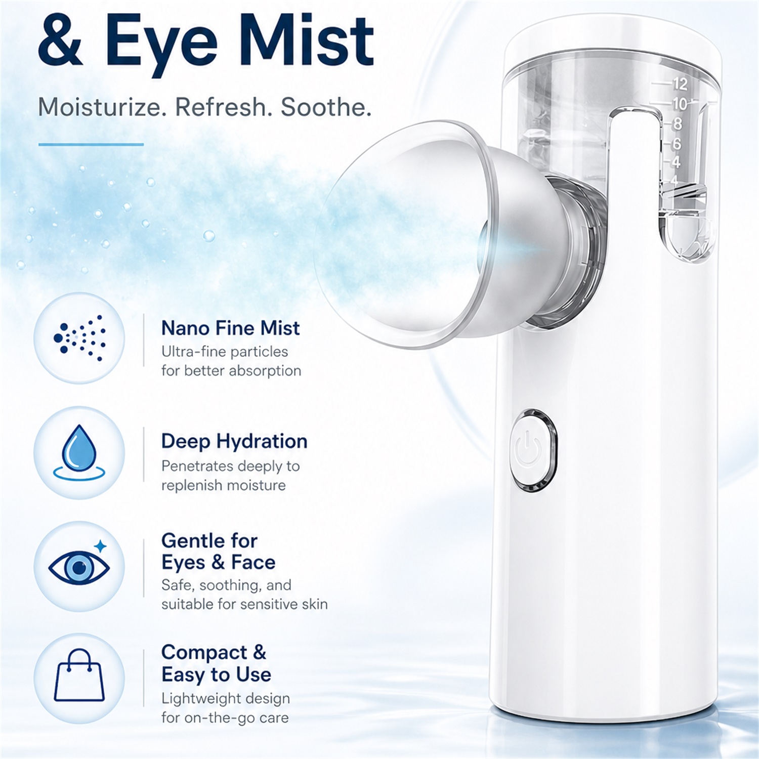 Facial Steamer Nano - เครื่องพ่นไอน้ำนาโนสำหรับดวงตา เครื่องอบไอน้ำร้อนสำหรับดวงตา อุปกรณ์เพิ่มความชุ่มชื้นให้ดวงตา เครื่องสปาดวงตา เครื่องล้างหน้า เครื่องเพิ่มความชื้นให้ผิวหน้า